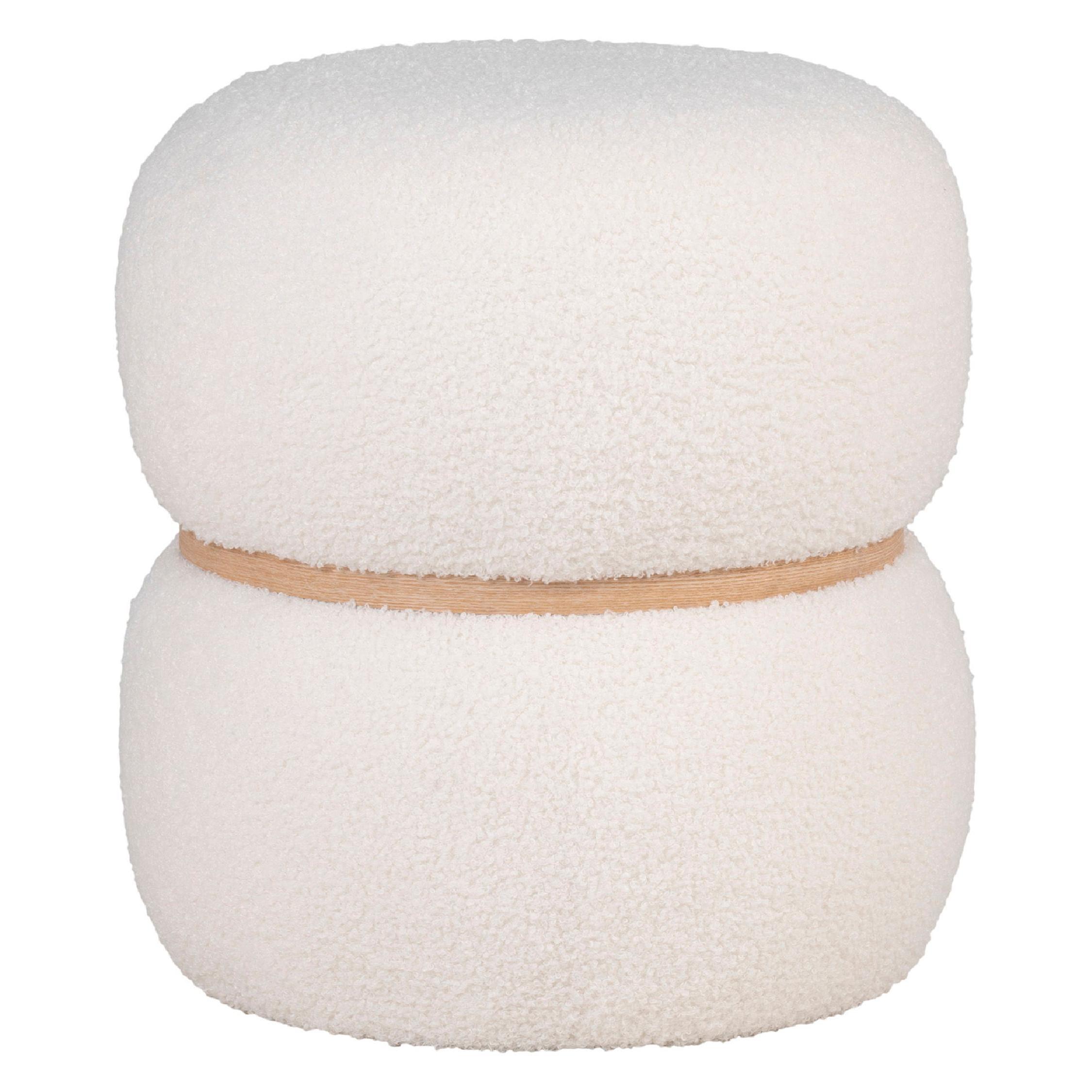 witte ronde teddy poef afbeelding 1