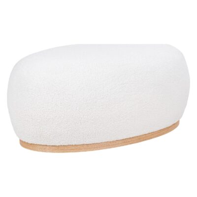 witte bouclé poef rechthoekig afbeelding 2