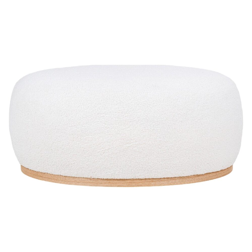 witte bouclé poef rechthoekig afbeelding 1
