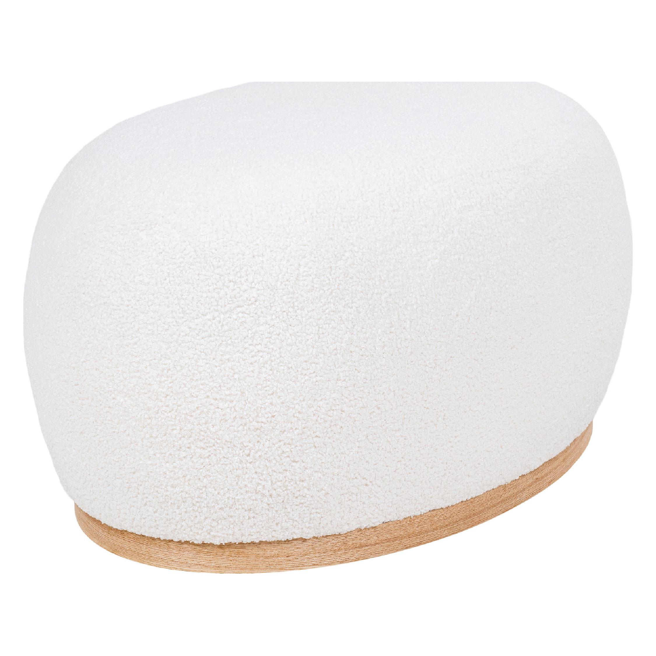 witte bouclé poef rechthoekig afbeelding 3