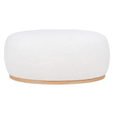 witte bouclé poef rechthoekig afbeelding 1