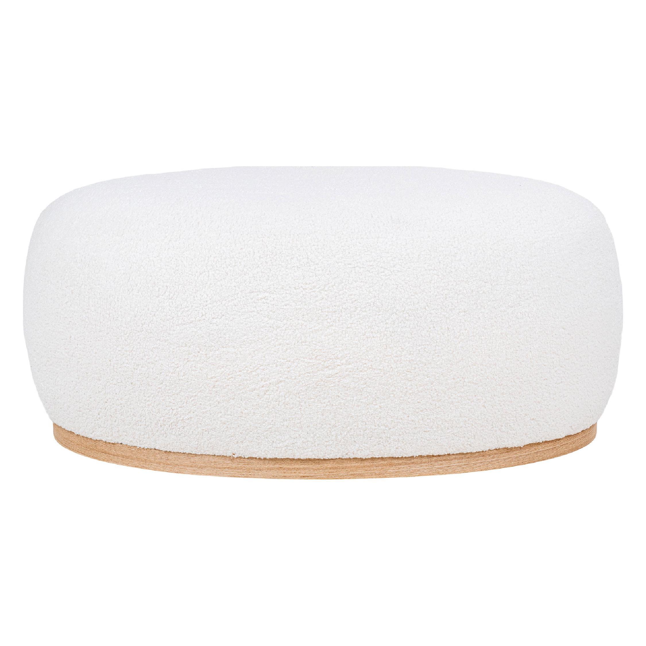 witte bouclé poef rechthoekig afbeelding 1