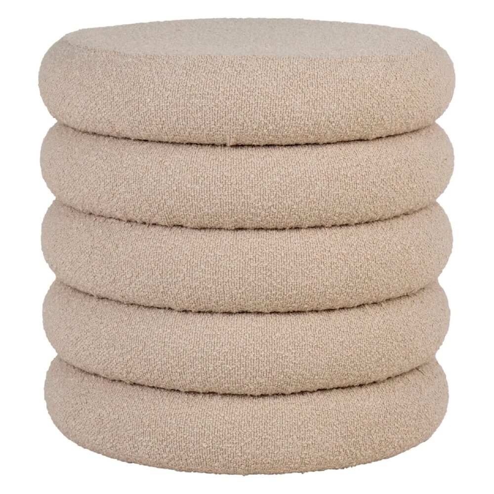 beige bouclé poef met opbergruimte afbeelding 1