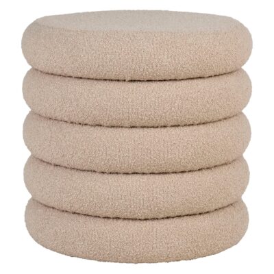 beige bouclé poef met opbergruimte afbeelding 1