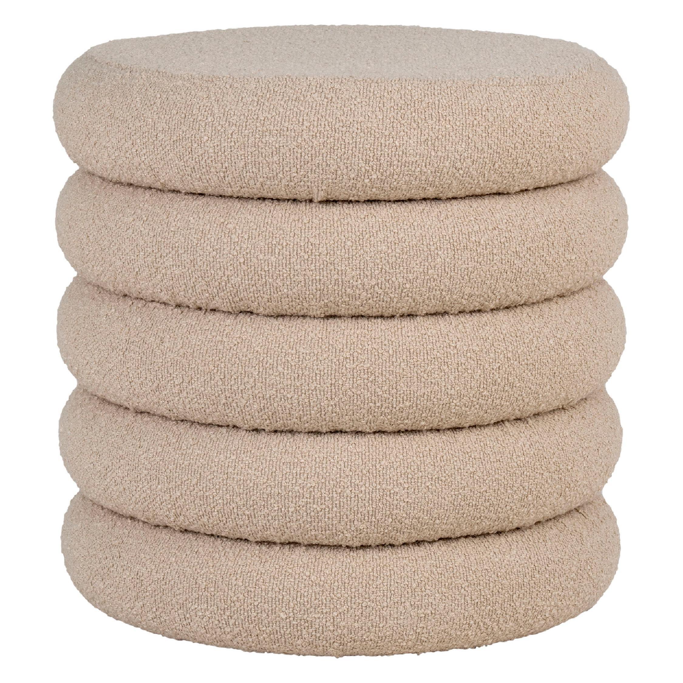 beige bouclé poef met opbergruimte afbeelding 1