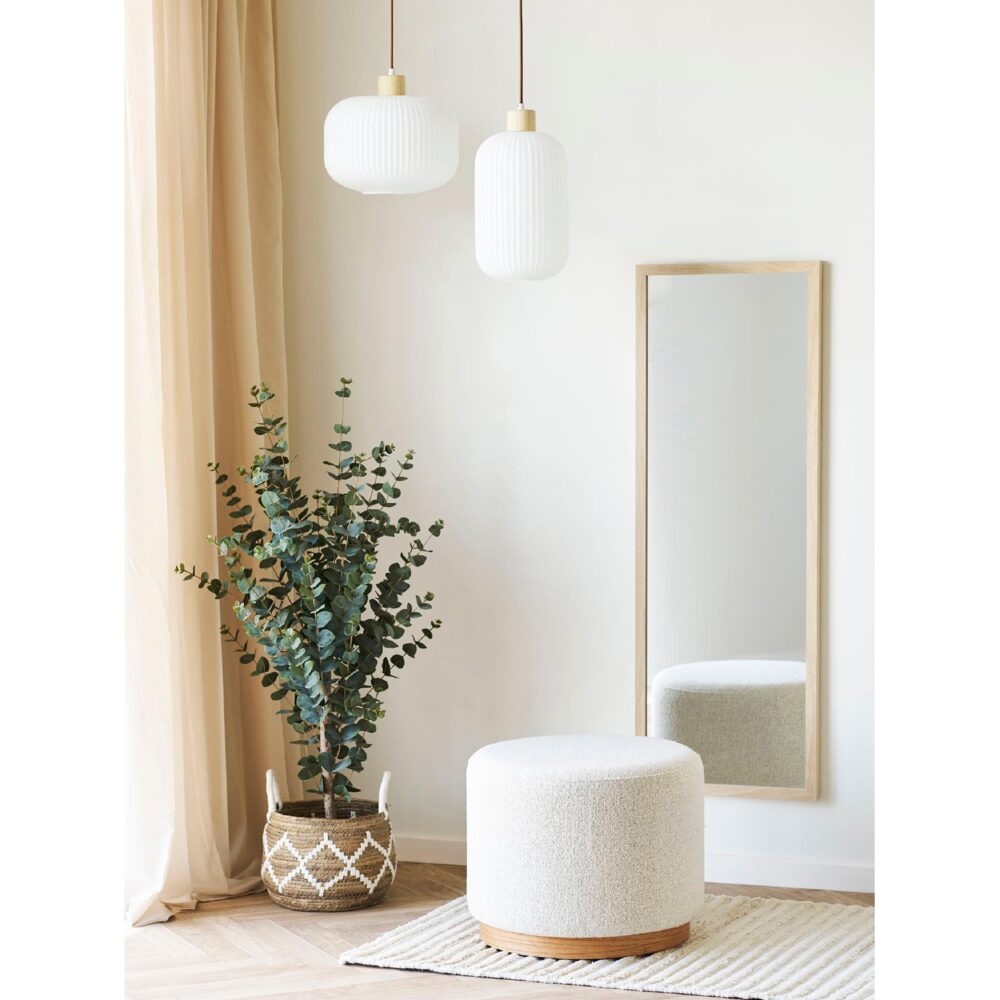 beige ronde poef hocker afbeelding 4