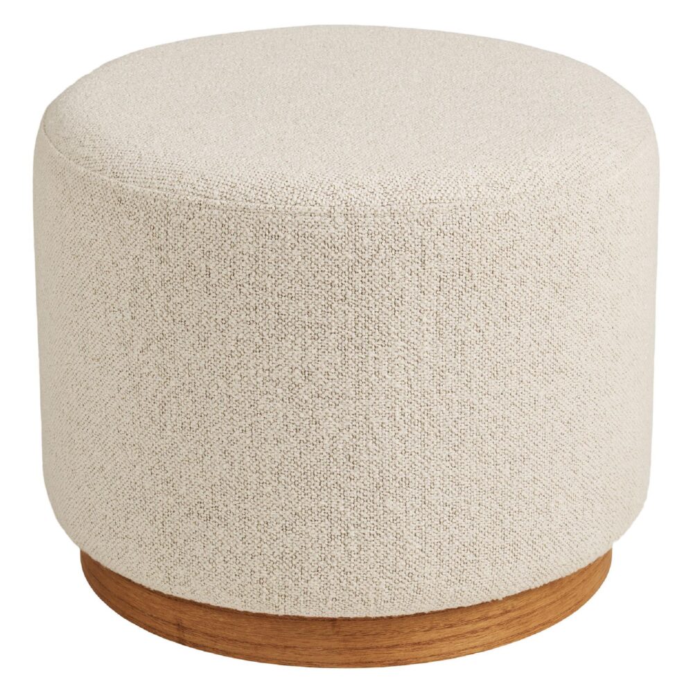 beige ronde poef hocker afbeelding 1