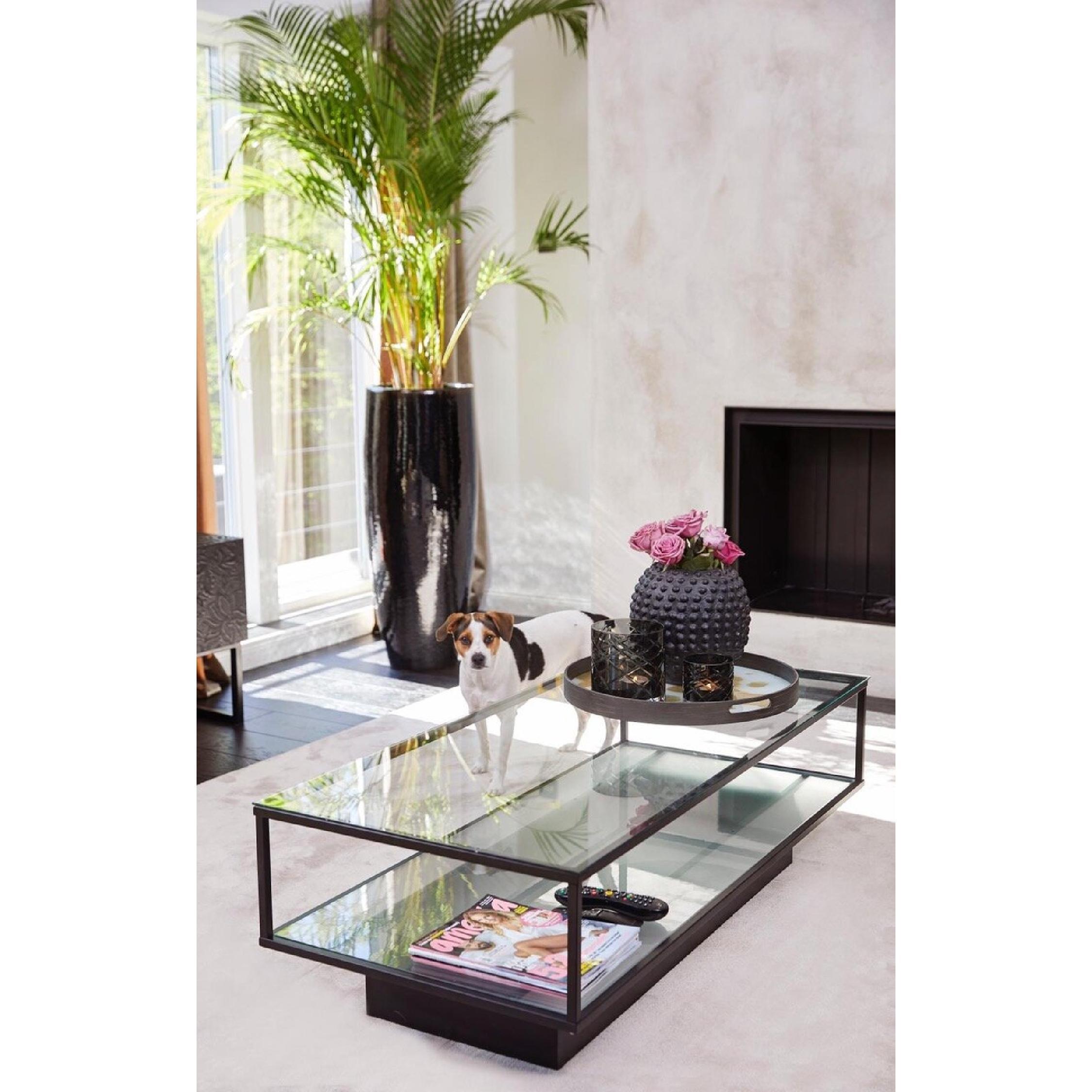 zwarte glazen salontafel met metalen onderstel afbeelding 9