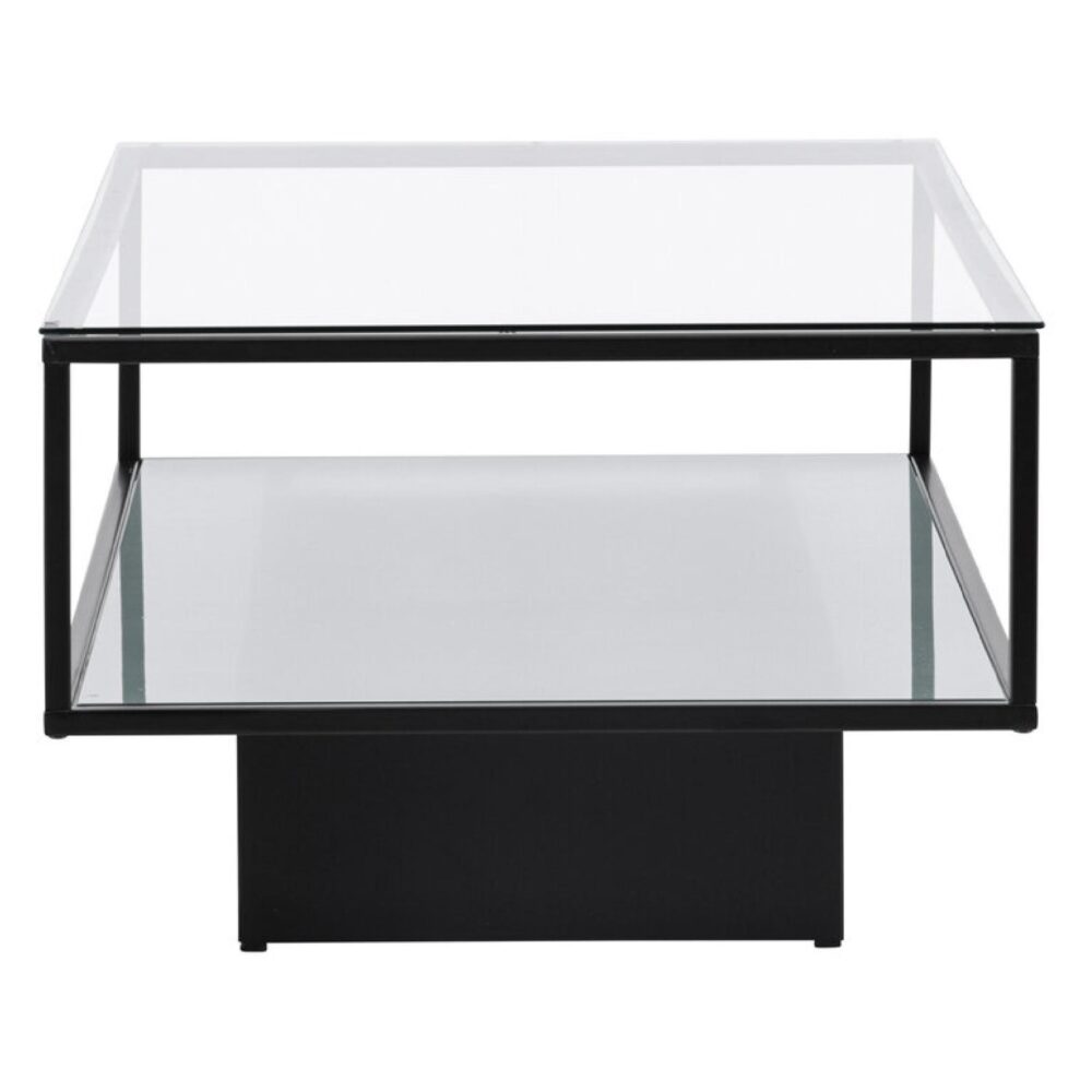 zwarte glazen salontafel met metalen onderstel afbeelding 4