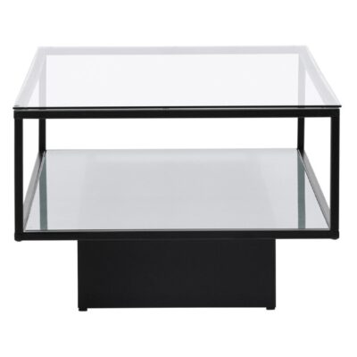 zwarte glazen salontafel met metalen onderstel afbeelding 4