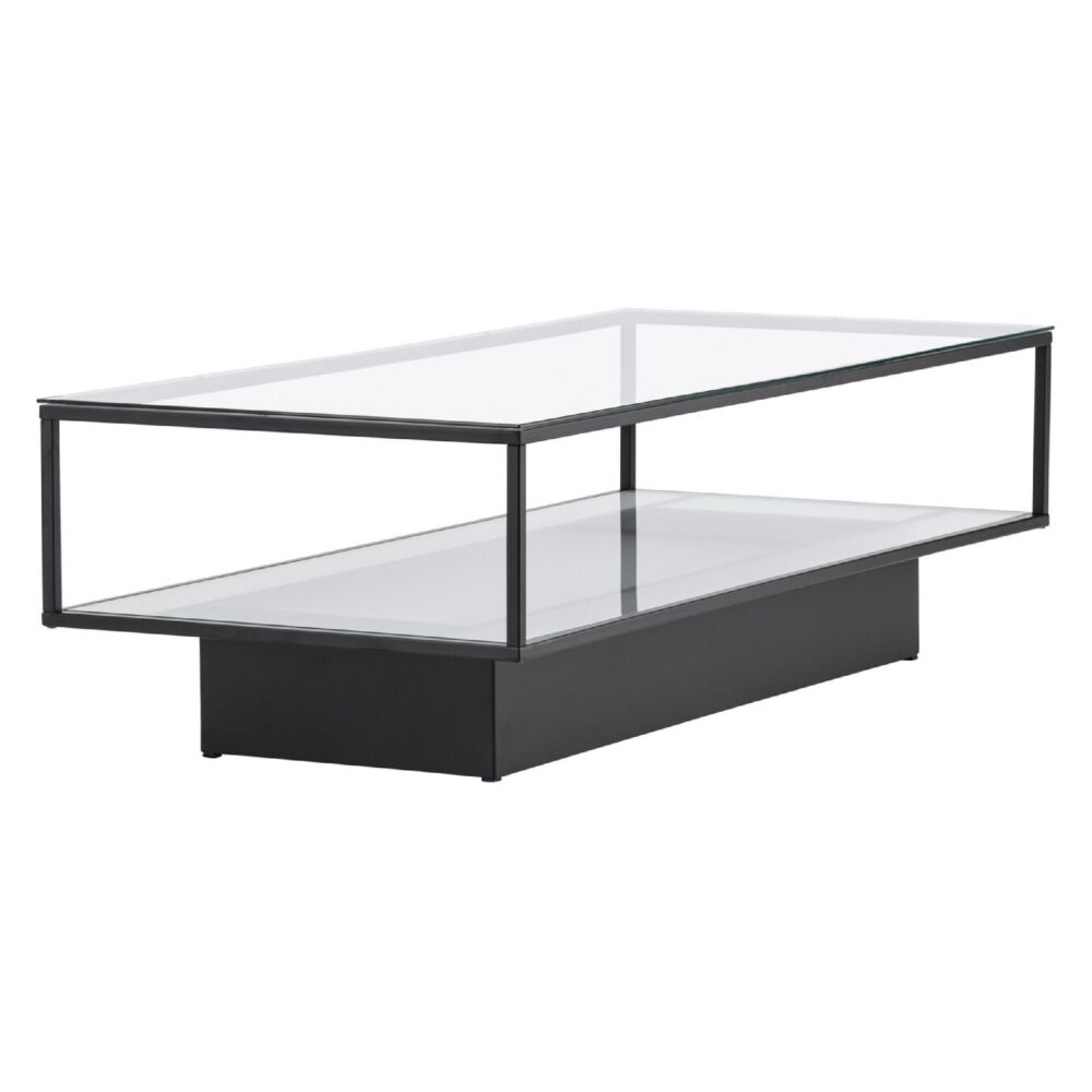 zwarte glazen salontafel met metalen onderstel afbeelding 5