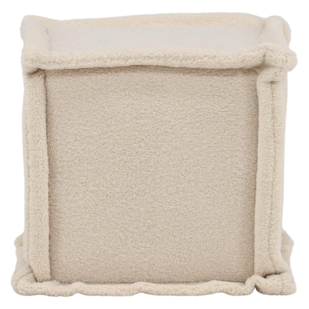 witte vierkante fleece poef afbeelding 1