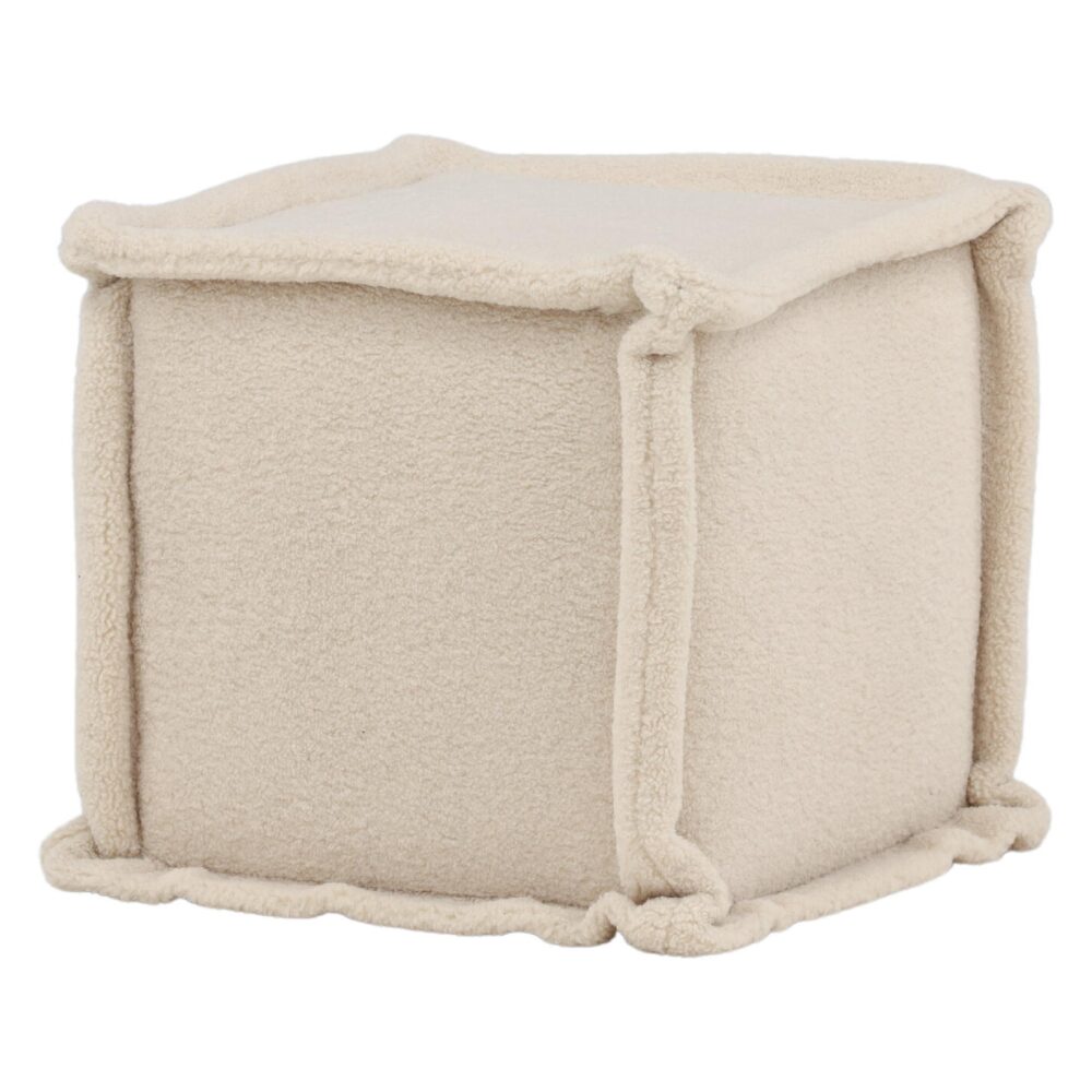 witte vierkante fleece poef afbeelding 2