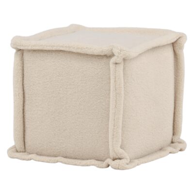 witte vierkante fleece poef afbeelding 2