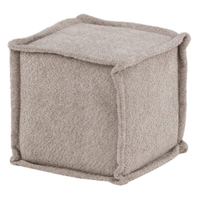 lichtgrijze bouclé zitpoef vierkant afbeelding 2
