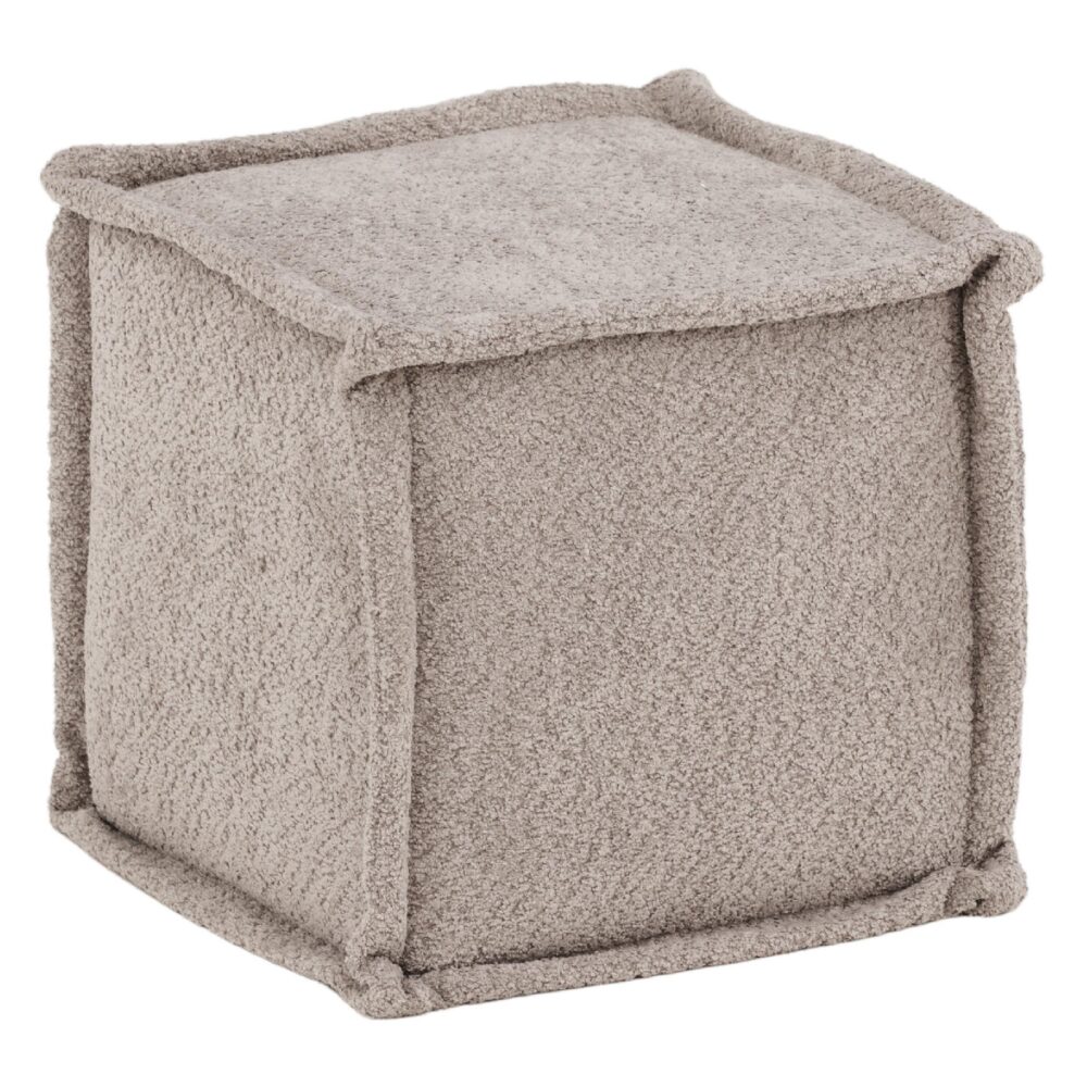 lichtgrijze bouclé zitpoef vierkant afbeelding 3