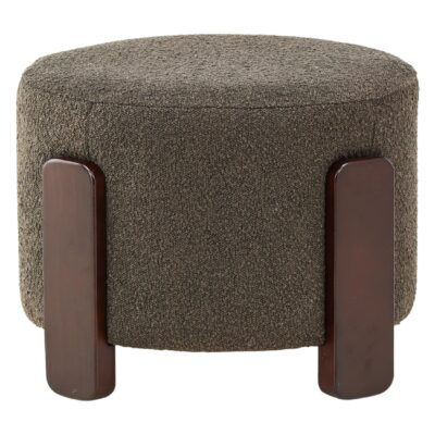 ronde bouclé poef hocker donkergrijs afbeelding 1