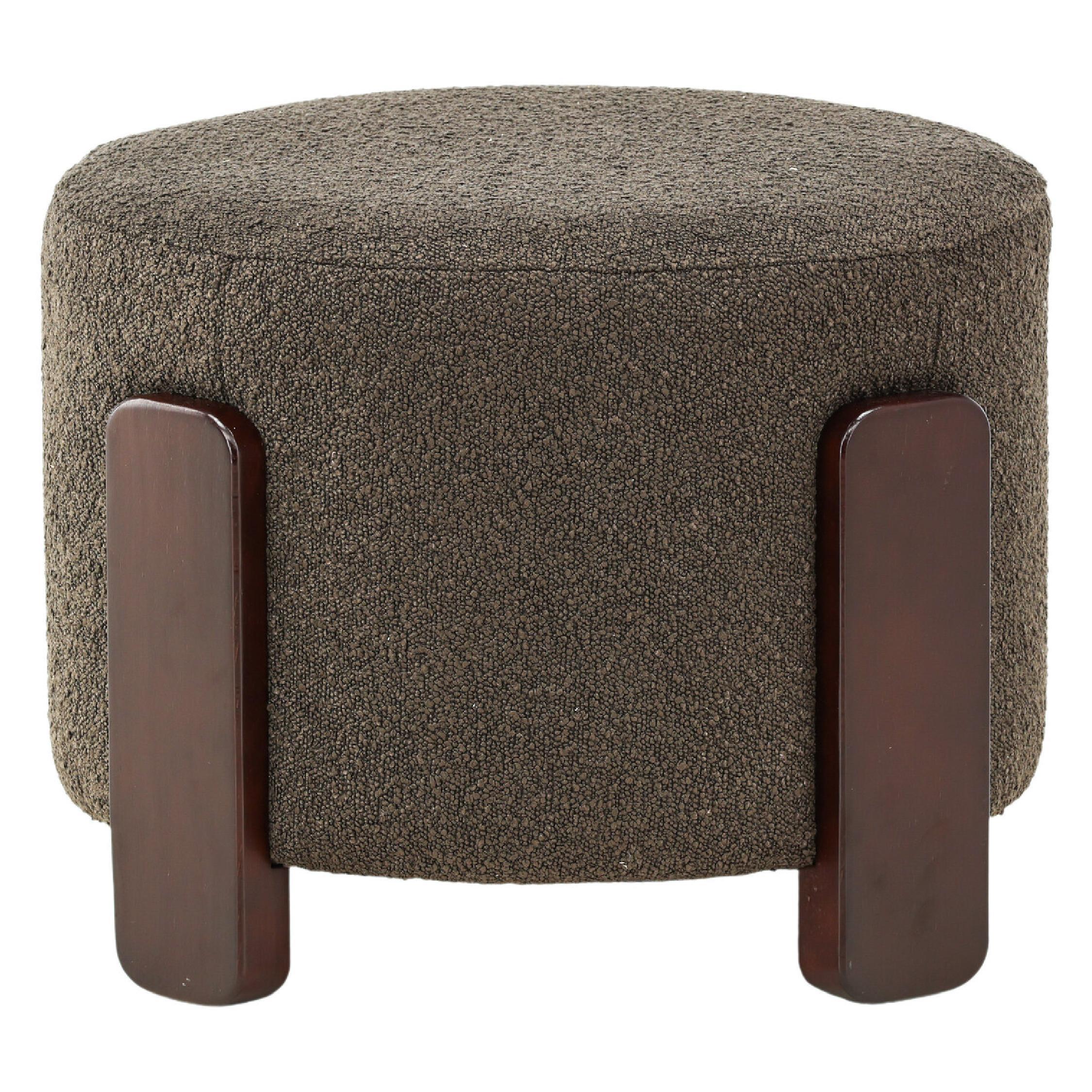 ronde bouclé poef hocker donkergrijs afbeelding 1