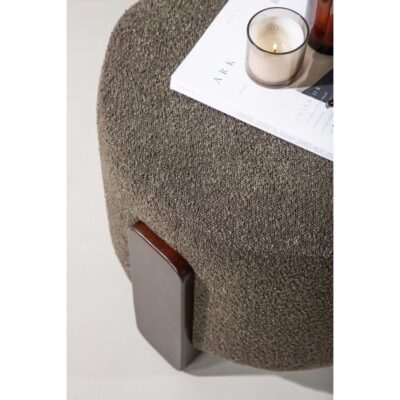 ronde bouclé poef hocker donkergrijs afbeelding 4