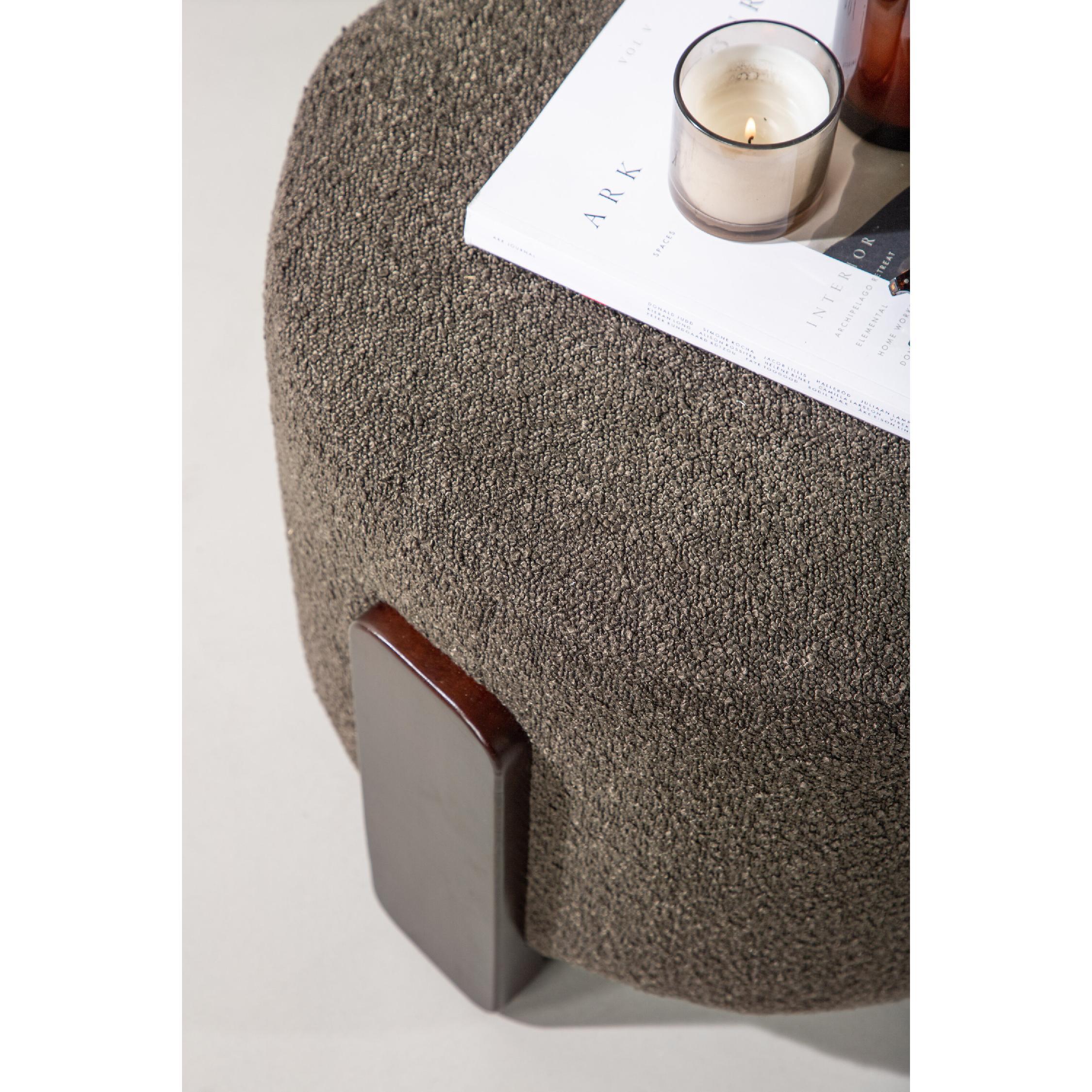 ronde bouclé poef hocker donkergrijs afbeelding 4