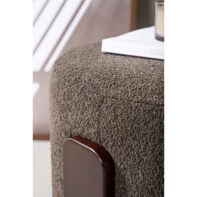 ronde bouclé poef hocker donkergrijs afbeelding 5