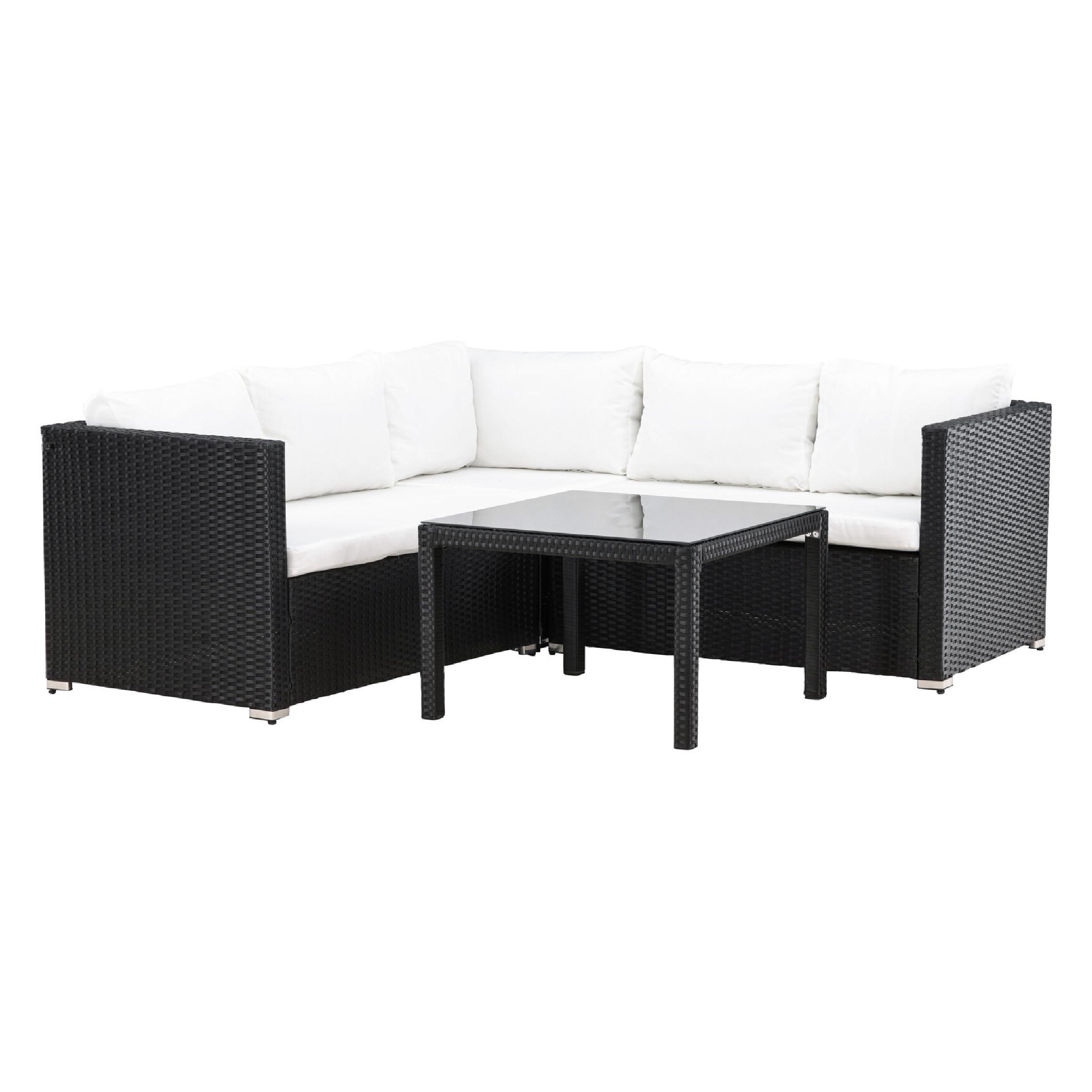 Fiska zwarte kunstrotan hoek loungeset afbeelding 2