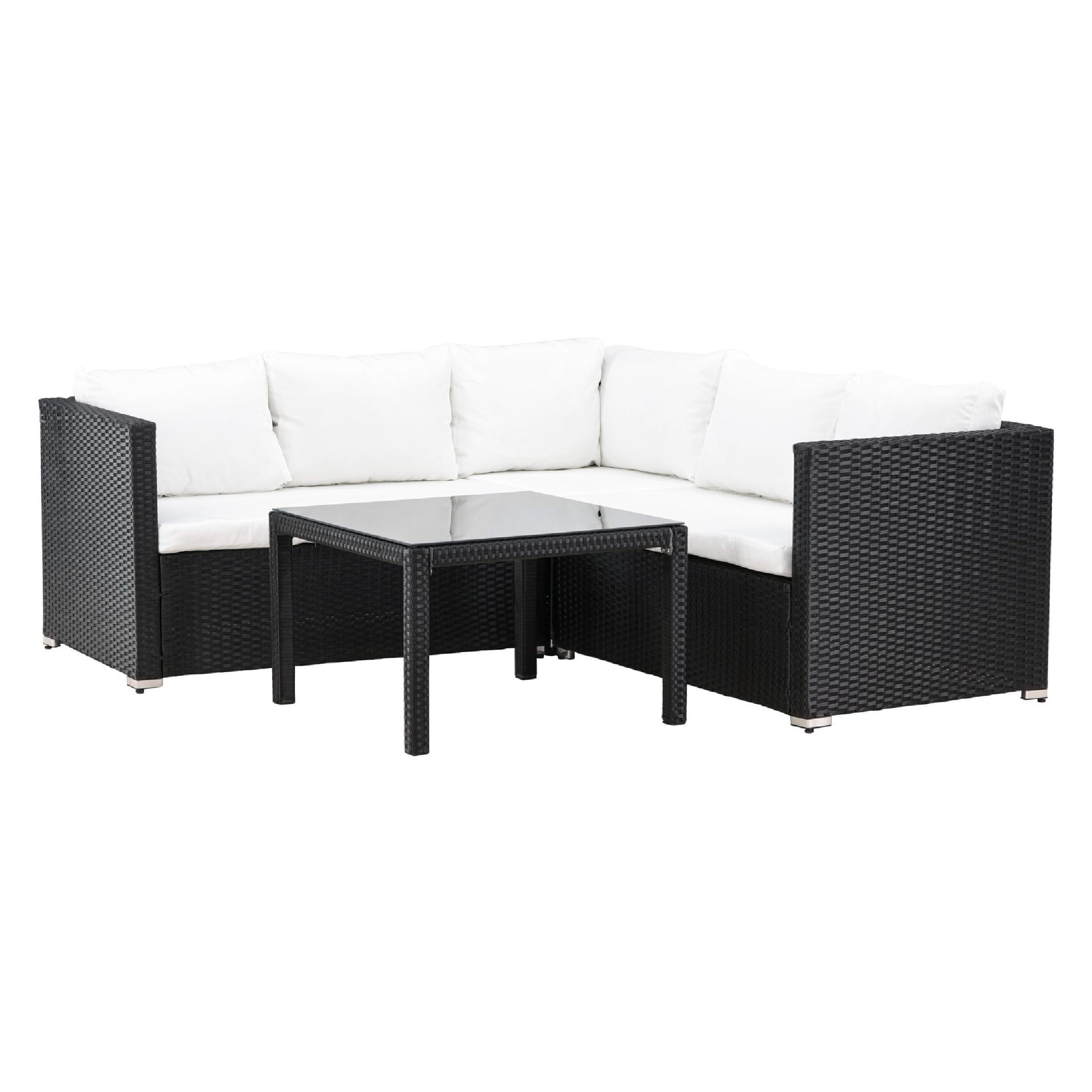 Fiska zwarte kunstrotan hoek loungeset afbeelding 3