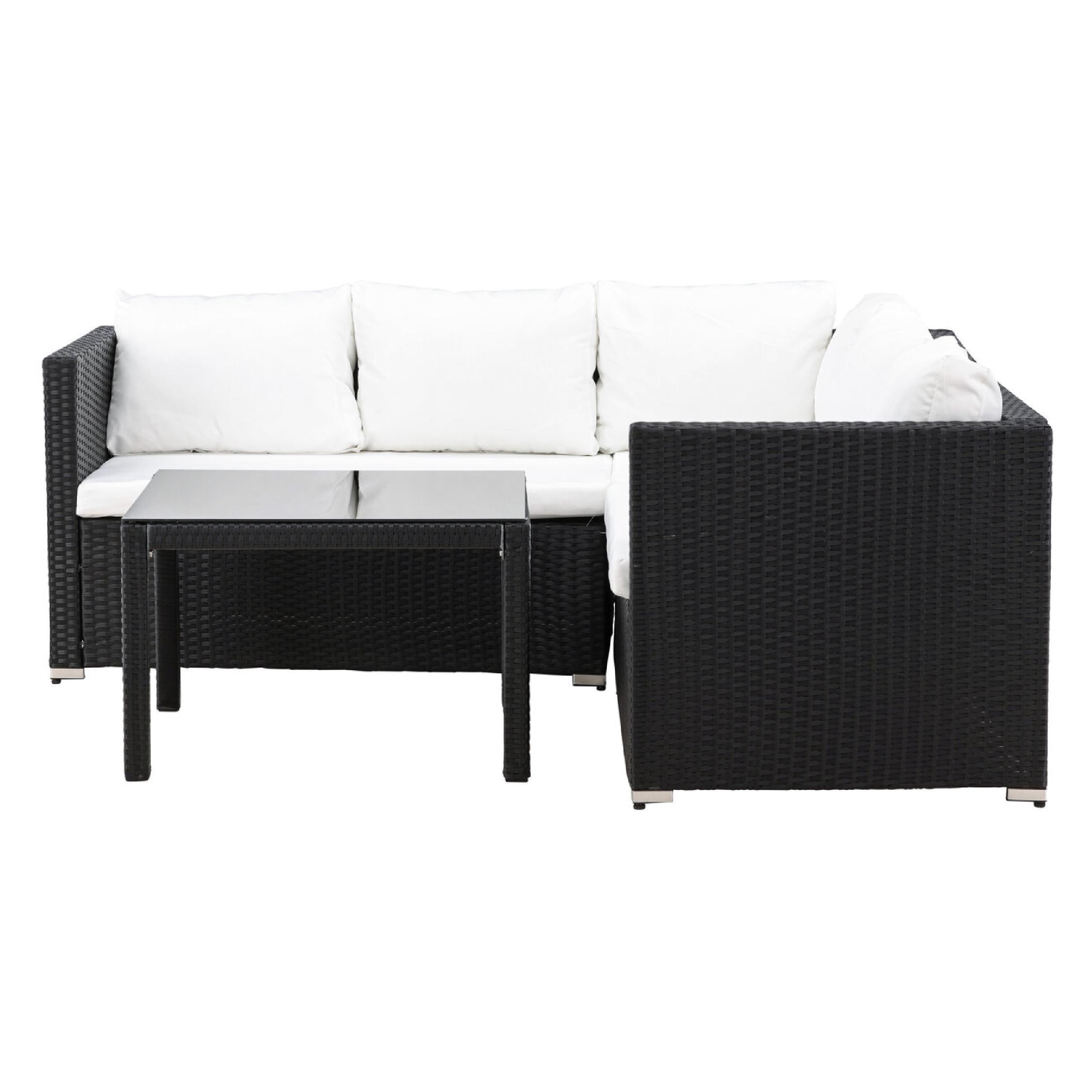 Fiska zwarte kunstrotan hoek loungeset afbeelding 4