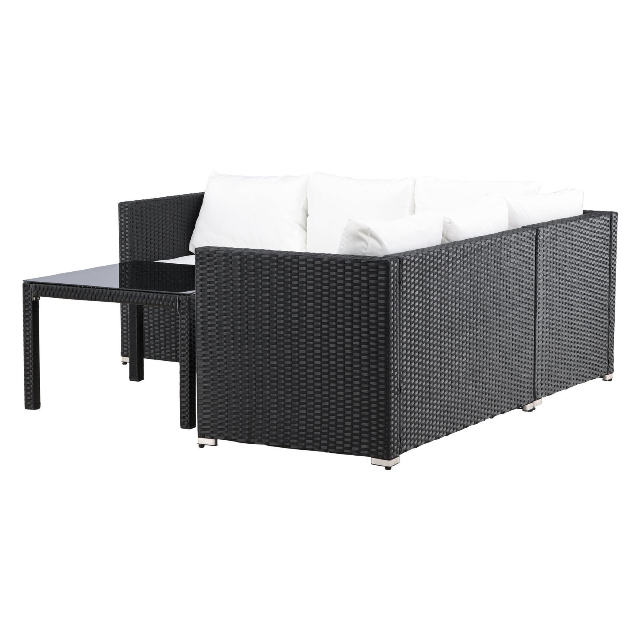 Fiska zwarte kunstrotan hoek loungeset afbeelding 5