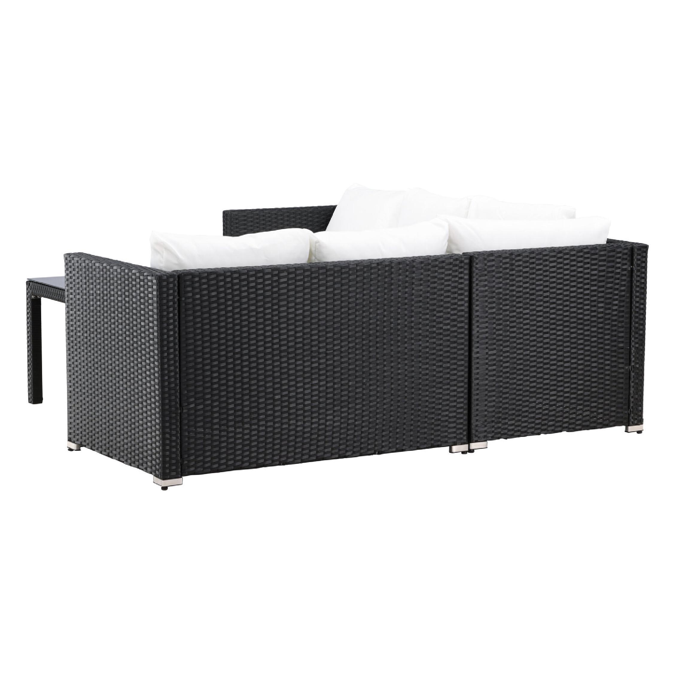 Fiska zwarte kunstrotan hoek loungeset afbeelding 6