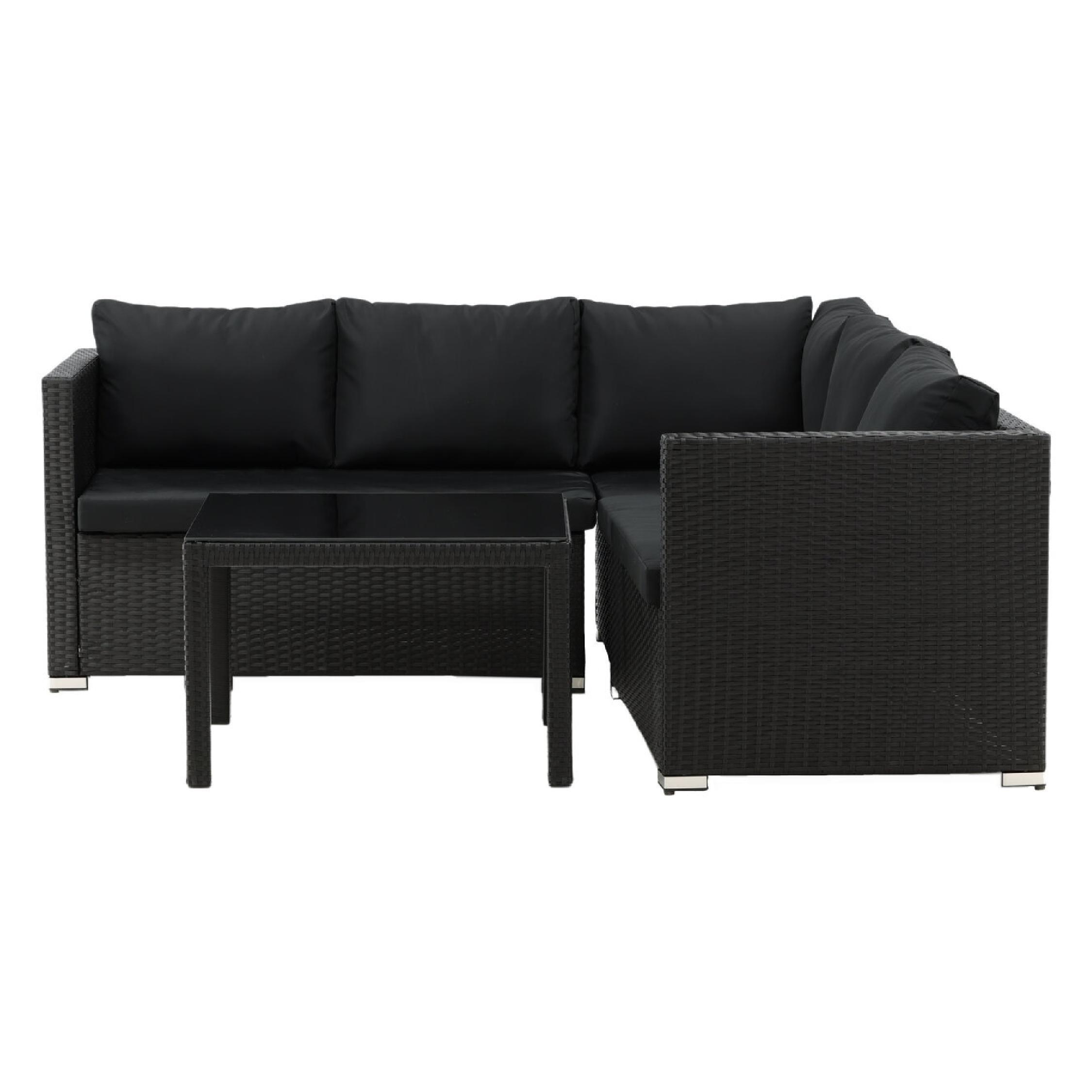 zwarte kunstrotan loungeset Fiska afbeelding 1