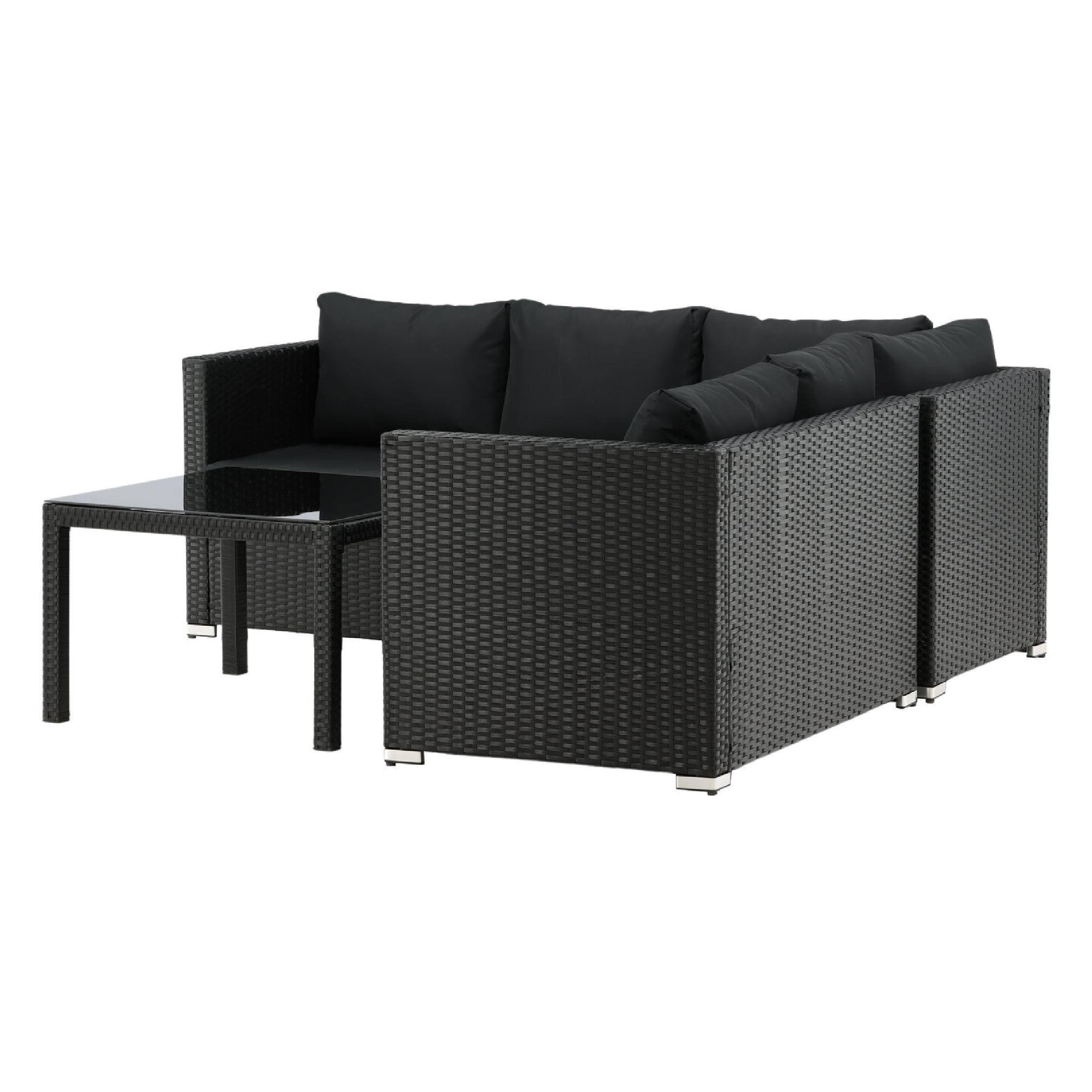 zwarte kunstrotan loungeset Fiska afbeelding 2