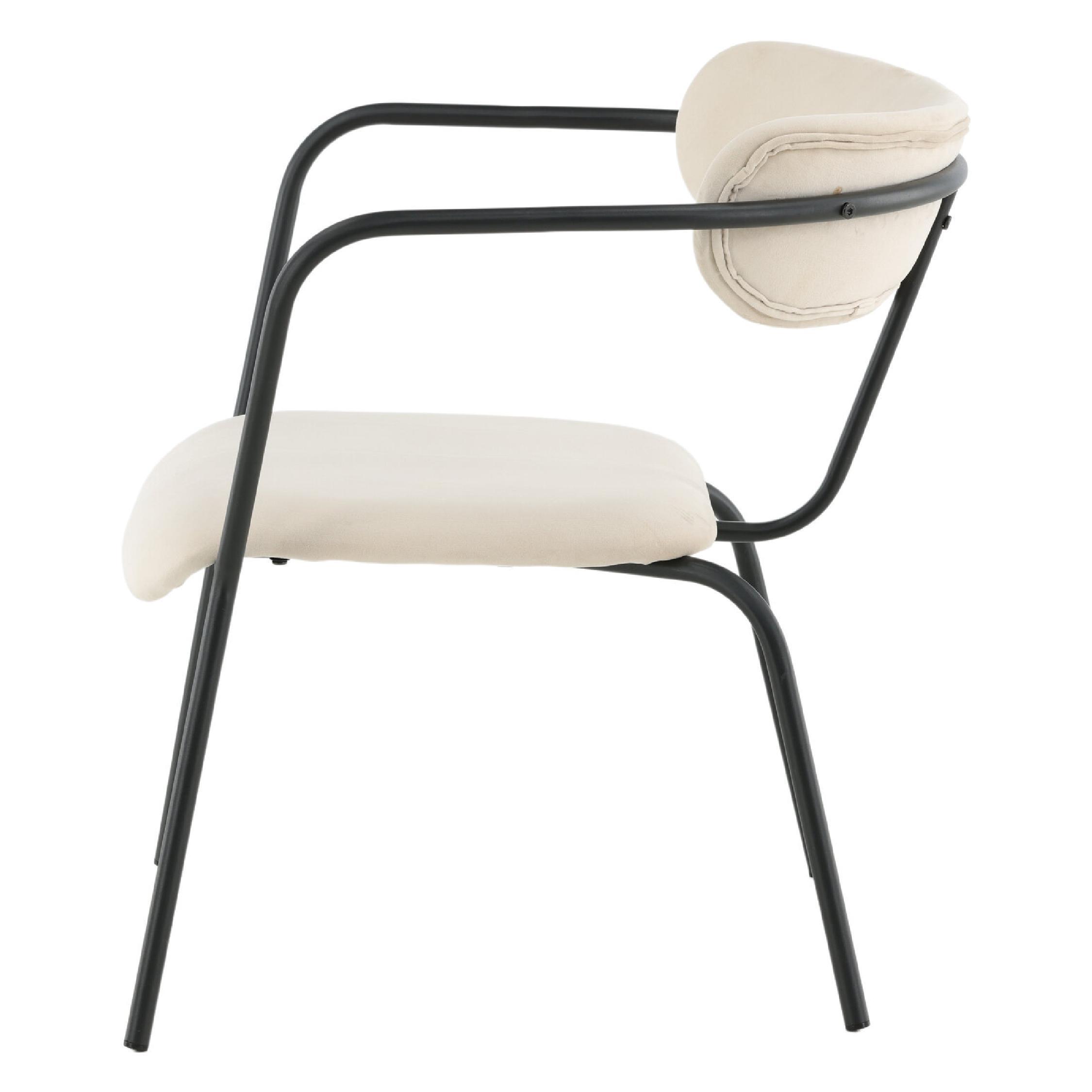 beige velvet fauteuil met armleuning afbeelding 4