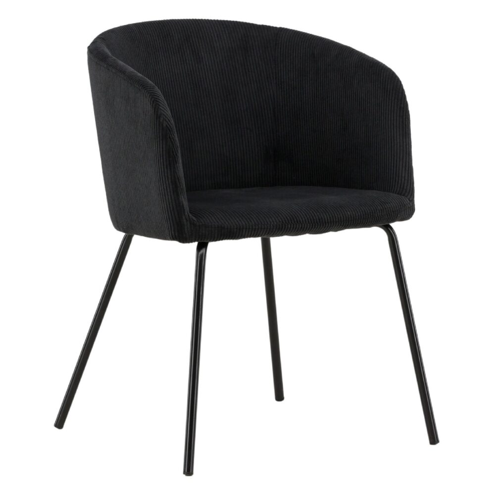 zwarte ribstof eetkamerstoel Sia afbeelding 6