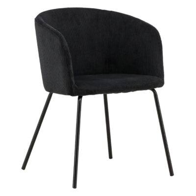 zwarte ribstof eetkamerstoel Sia afbeelding 6