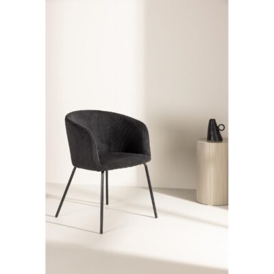 zwarte ribstof eetkamerstoel Sia afbeelding 7