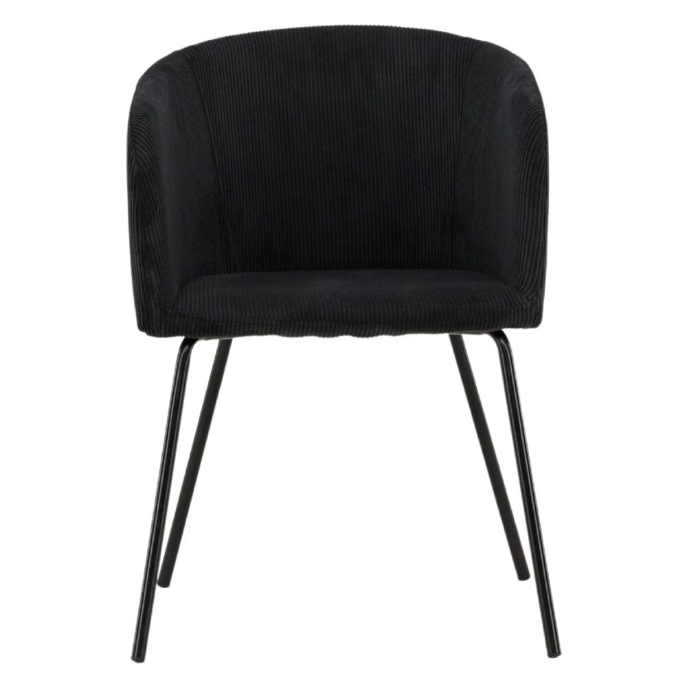 zwarte ribstof eetkamerstoel Sia afbeelding 1
