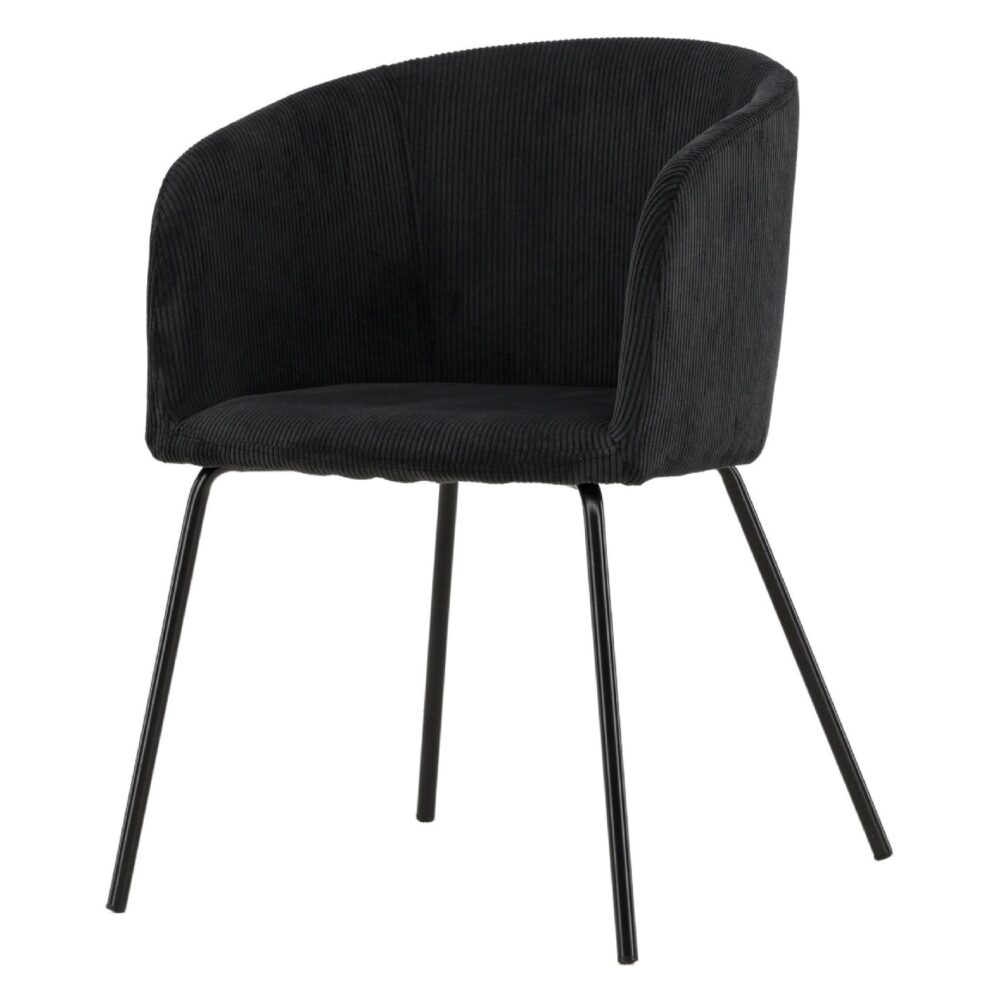 zwarte ribstof eetkamerstoel Sia afbeelding 2