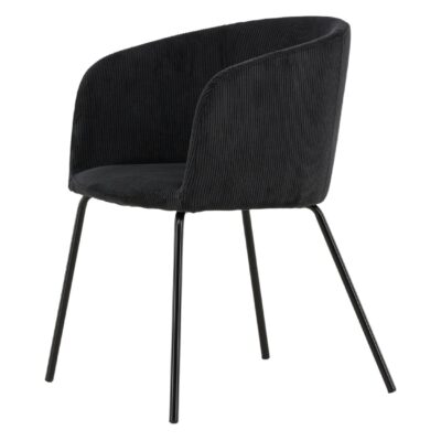 zwarte ribstof eetkamerstoel Sia afbeelding 3