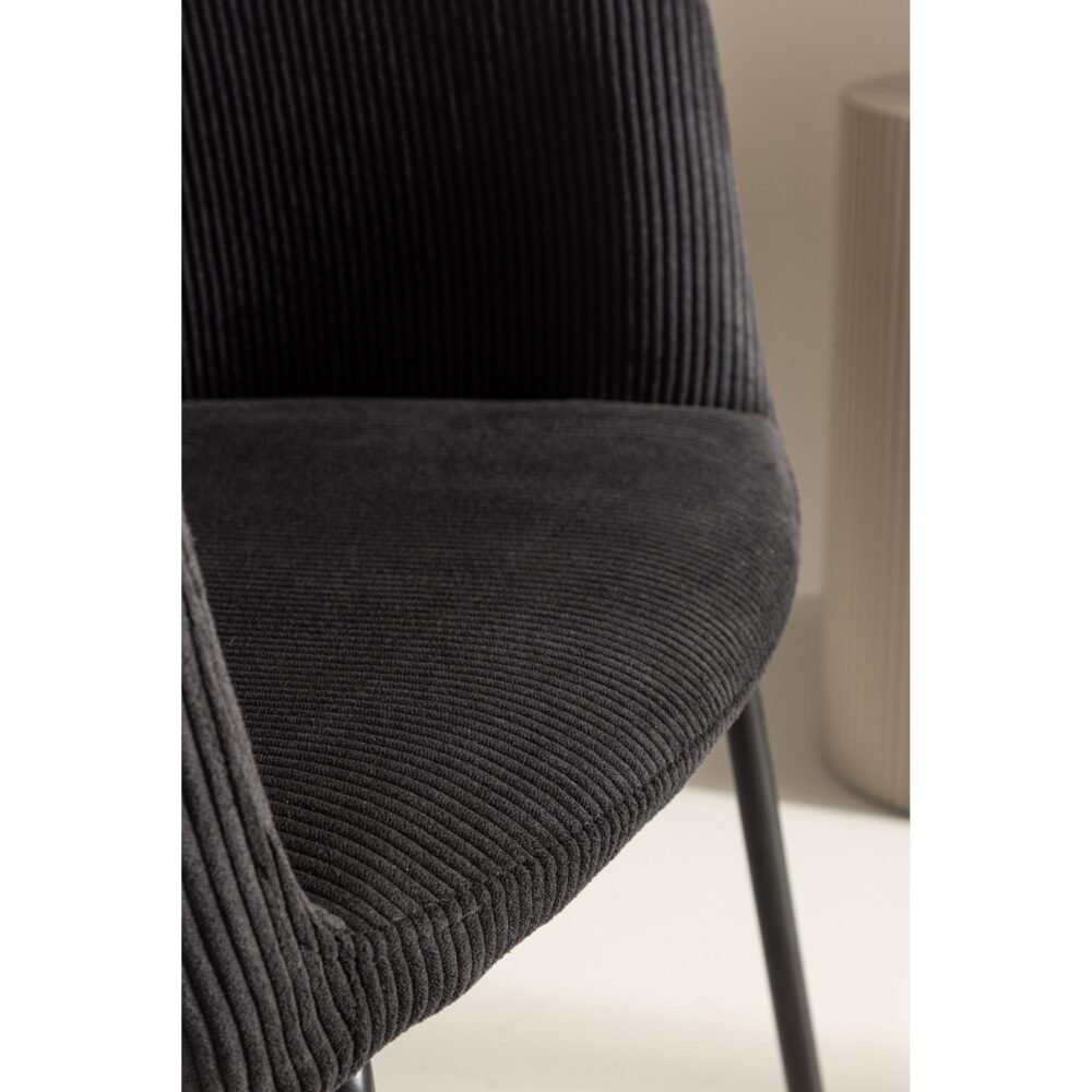 zwarte ribstof eetkamerstoel Sia afbeelding 8