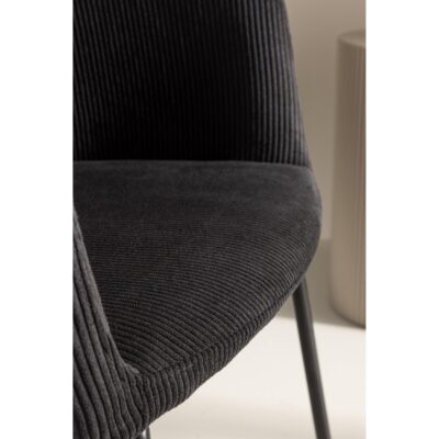 zwarte ribstof eetkamerstoel Sia afbeelding 8