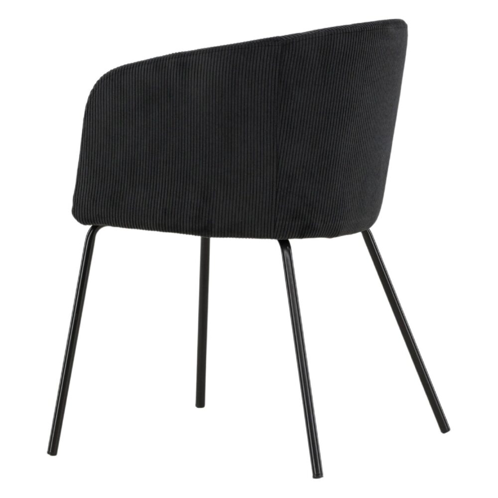 zwarte ribstof eetkamerstoel Sia afbeelding 5