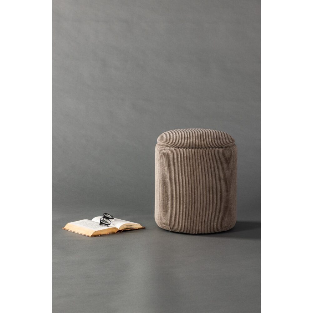 bruine ribfluwelen opbergpoef afbeelding 2