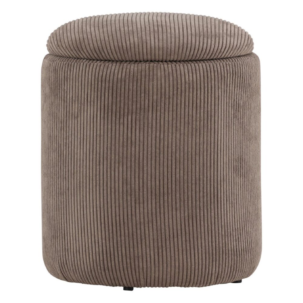 bruine ribfluwelen opbergpoef afbeelding 1