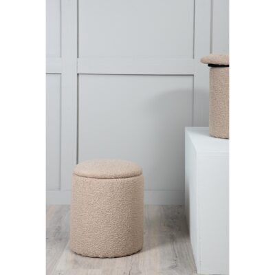 beige teddy poef met opbergruimte afbeelding 5
