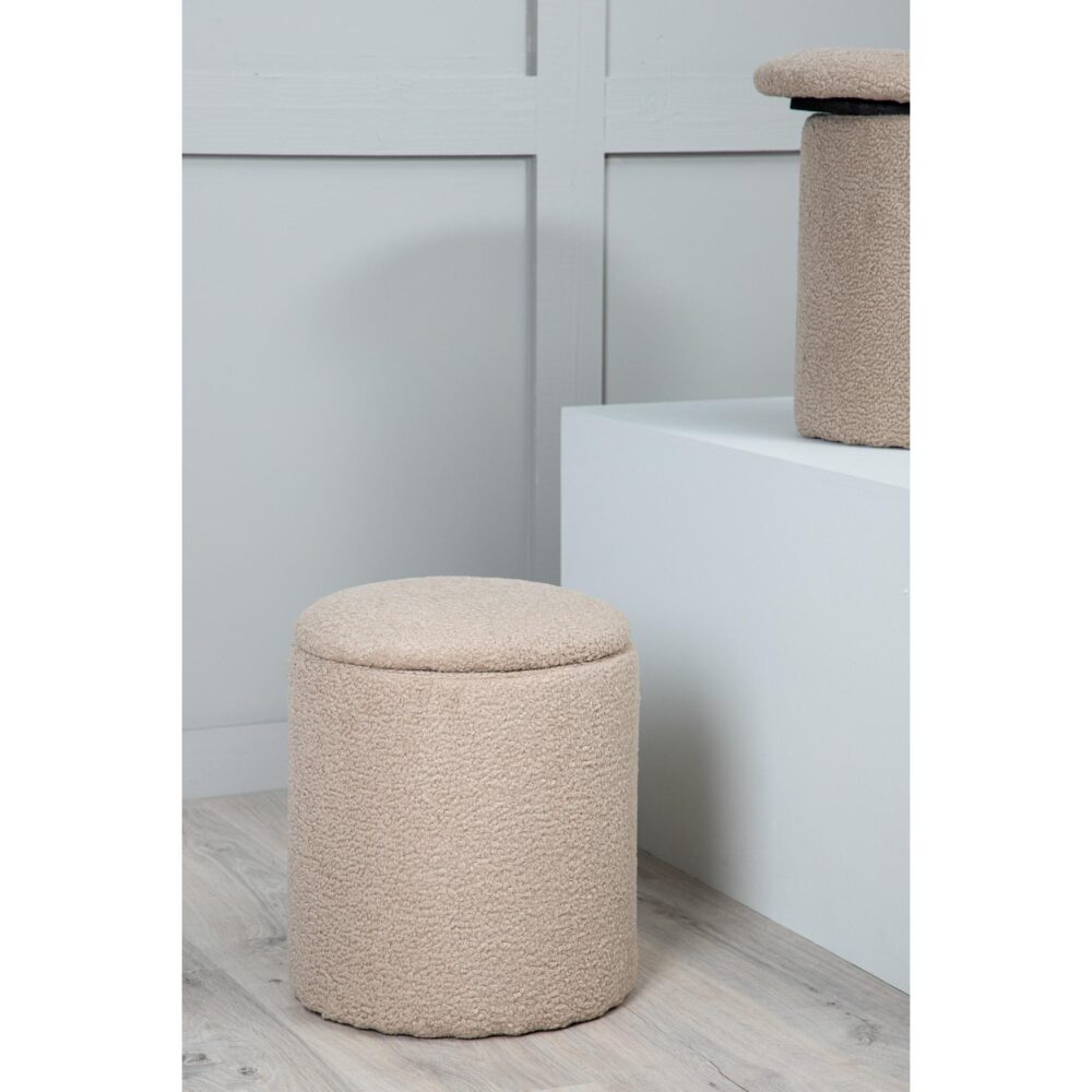 beige teddy poef met opbergruimte afbeelding 6