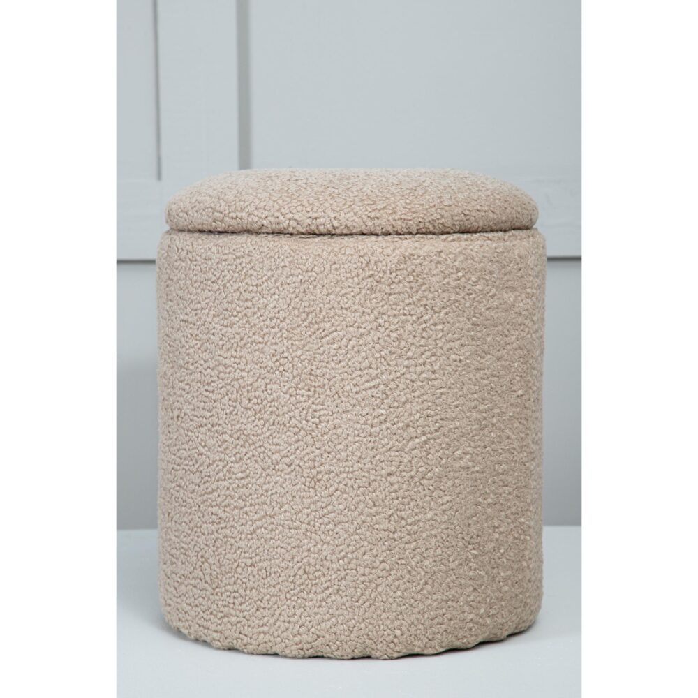 beige teddy poef met opbergruimte afbeelding 7