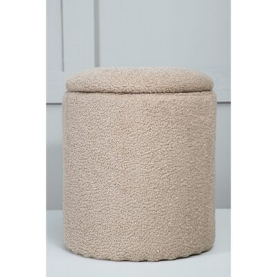 beige teddy poef met opbergruimte afbeelding 7