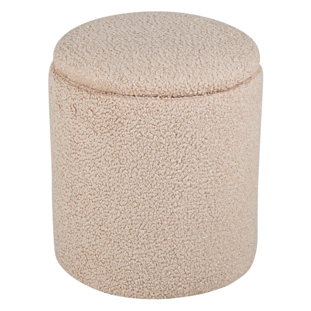 beige teddy poef met opbergruimte afbeelding 1