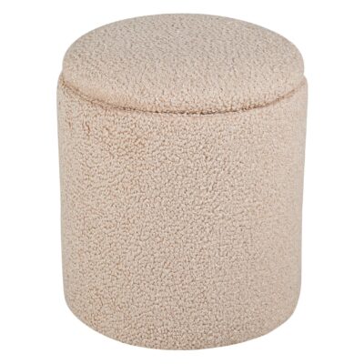 beige teddy poef met opbergruimte afbeelding 1